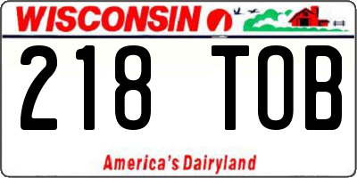 WI license plate 218TOB