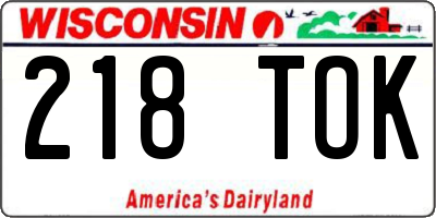 WI license plate 218TOK
