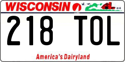 WI license plate 218TOL