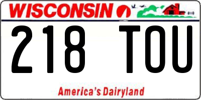 WI license plate 218TOU