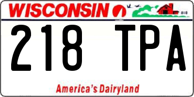 WI license plate 218TPA