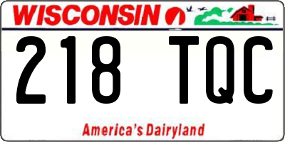 WI license plate 218TQC