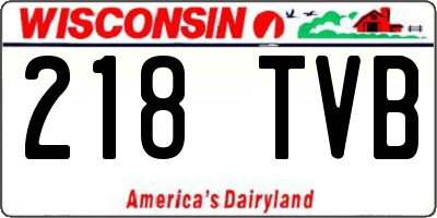 WI license plate 218TVB