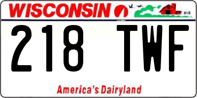 WI license plate 218TWF