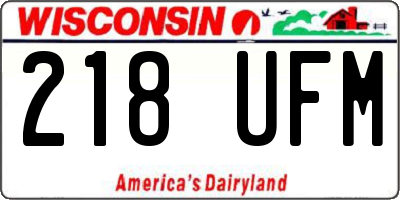 WI license plate 218UFM