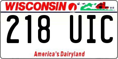 WI license plate 218UIC