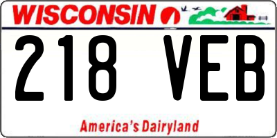 WI license plate 218VEB