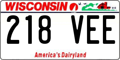 WI license plate 218VEE