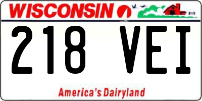 WI license plate 218VEI