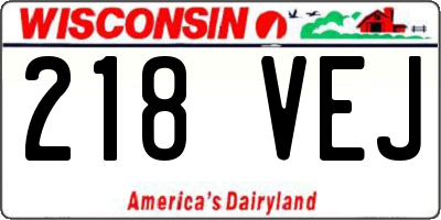 WI license plate 218VEJ
