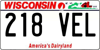 WI license plate 218VEL