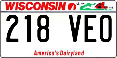 WI license plate 218VEO