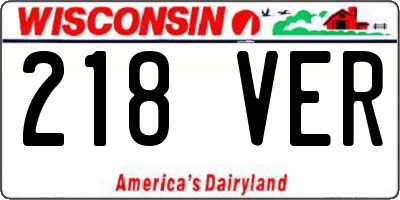 WI license plate 218VER