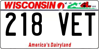 WI license plate 218VET