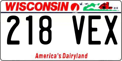 WI license plate 218VEX