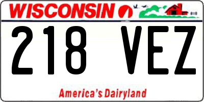 WI license plate 218VEZ