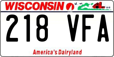 WI license plate 218VFA