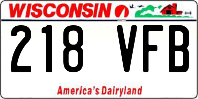 WI license plate 218VFB