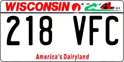 WI license plate 218VFC
