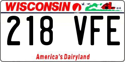 WI license plate 218VFE