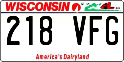 WI license plate 218VFG