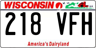 WI license plate 218VFH