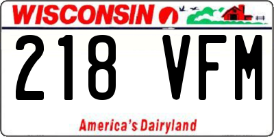 WI license plate 218VFM