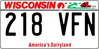 WI license plate 218VFN