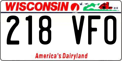 WI license plate 218VFO