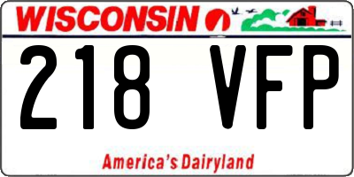 WI license plate 218VFP