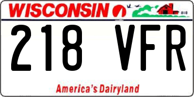 WI license plate 218VFR