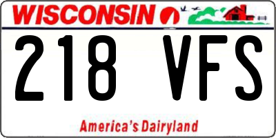 WI license plate 218VFS