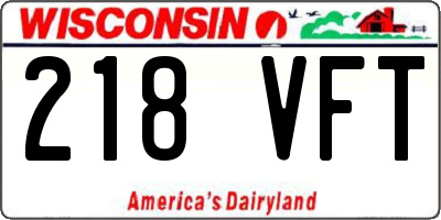 WI license plate 218VFT
