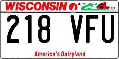 WI license plate 218VFU
