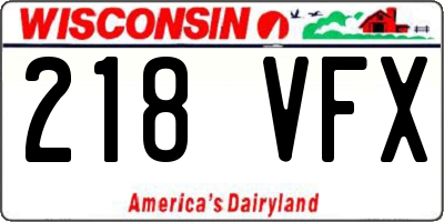 WI license plate 218VFX