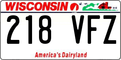 WI license plate 218VFZ