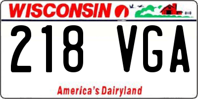 WI license plate 218VGA