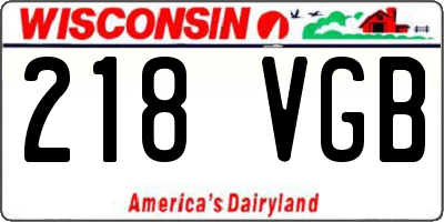 WI license plate 218VGB