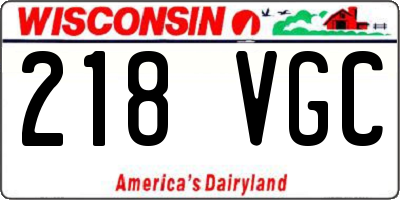 WI license plate 218VGC