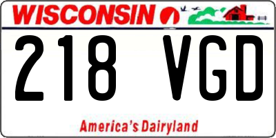 WI license plate 218VGD