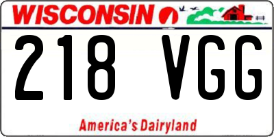WI license plate 218VGG