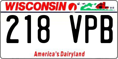 WI license plate 218VPB