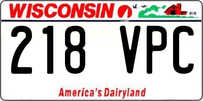 WI license plate 218VPC