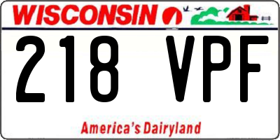WI license plate 218VPF
