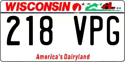 WI license plate 218VPG