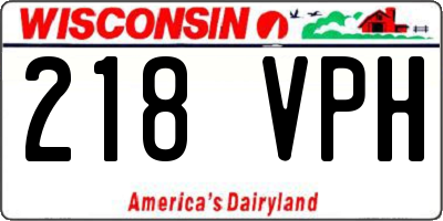WI license plate 218VPH