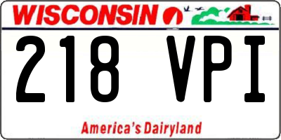 WI license plate 218VPI