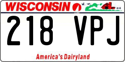 WI license plate 218VPJ