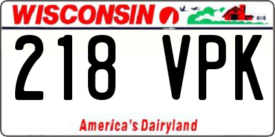 WI license plate 218VPK