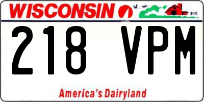 WI license plate 218VPM
